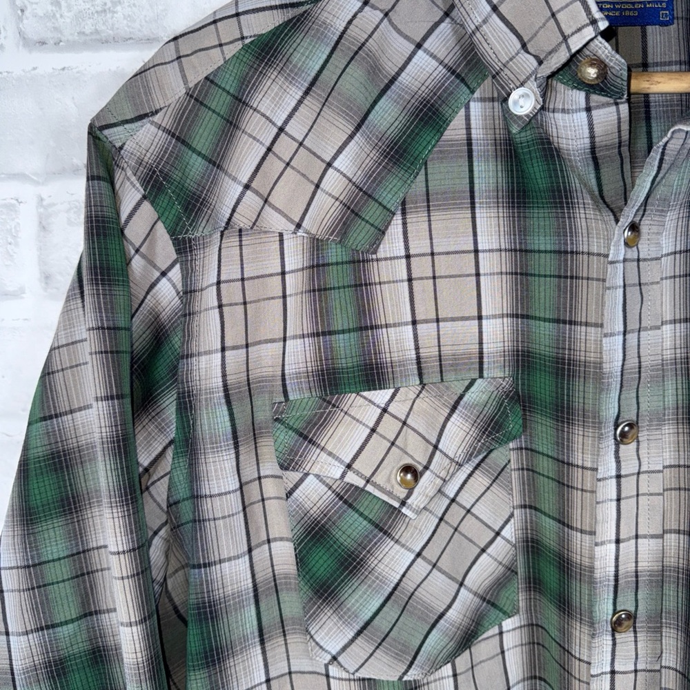Pendleton Frontier Snap Button Plaid Shirt Cotton… - image 6